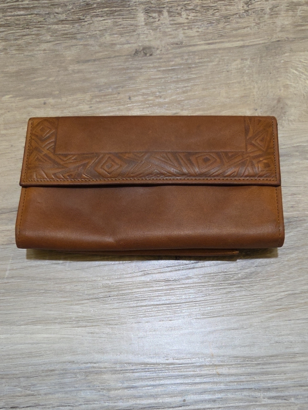 Vintage Amity Cognac 100% Cowhide Leather French Clutch